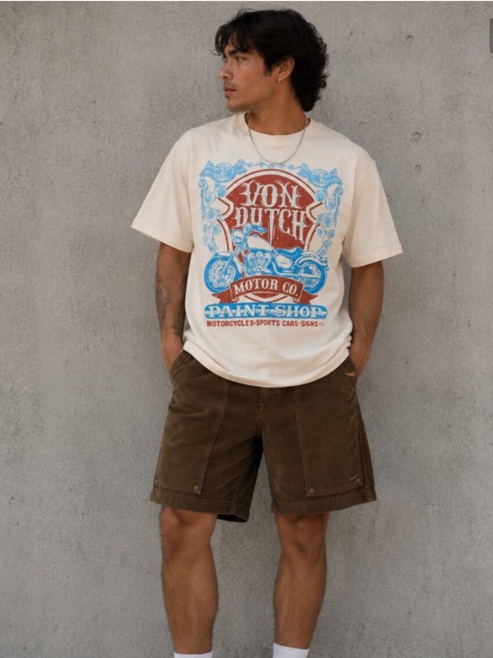 Von Dutch Motor Co Paint Shop Graphic Tee Cream L